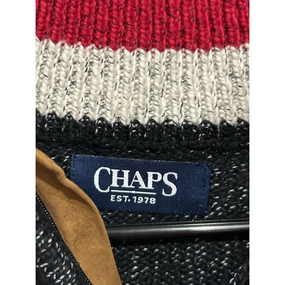 Chaps NWT Mens Half-Zip Sweater Black & White Cotton Blend Size L - Picture 5 of 11